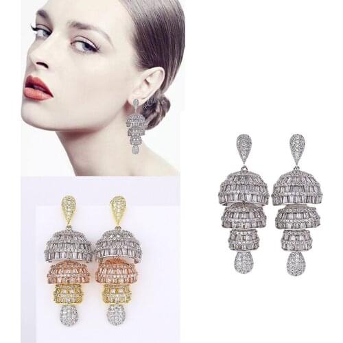 EYER Luxury Trendy Leaf Design Cubic Zirconia Silver Color Unique Earrings For Women Wedding Banquet Dress Jewelry Accessories