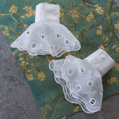 Fall Winter Women Knit Sweater Real fur folding hand bowl lace cuffs sleeves lace Decorated Cuff Fake sleeves autumn and winter