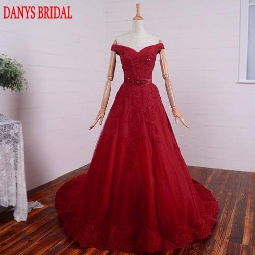 Elegant Red Long Lace Evening Dresses Party Women Sequin Tulle Beaded Formal Evening Gowns Dresses Wear robe de soiree longue