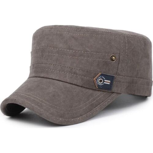 01 Men and women couples solid color military caps high-end old sun hatSouth Korea spring and summer new flat-top hats