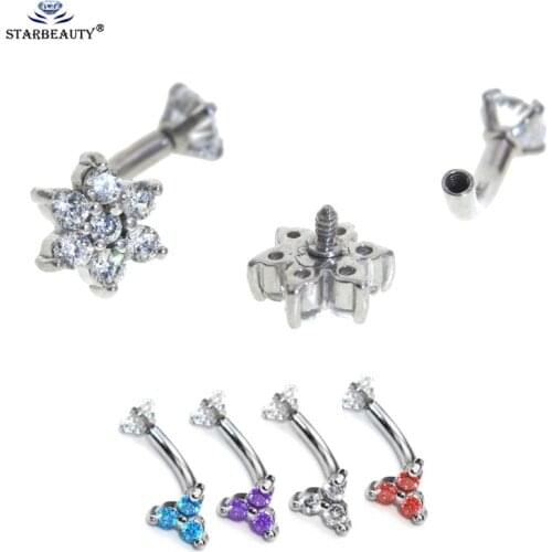 1Pc 100% Steel 8mm Eyebrow Piercing Jewelry Stainless Steel Rhinestone Crystal Tragus Bar Piercing Helix Ear Piercings Rings