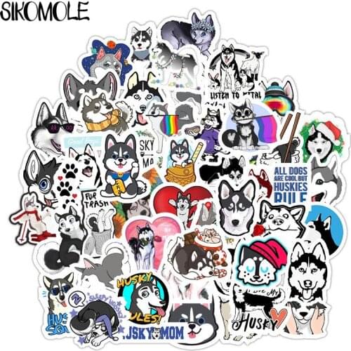 49PCS Husky Cartoon Stickers Cute Animals Dog For Moto Car Suitcase Skateboard Phone Laptop Cool Stickers Skateboard Sticker F5