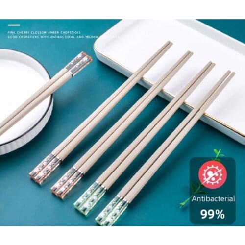 5 Pairs Japanese-Style Chopsticks Mildew Proof 24cm Amber Glass Fiber High Temperature Cooking Sushi Chopstick Hotel Restaurant