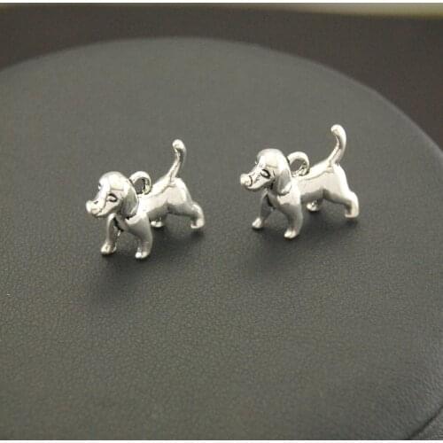 5pcs Silver Color 3D Puppy Dog Charm Handmade Charms Pendants Jewelry Findings A1104