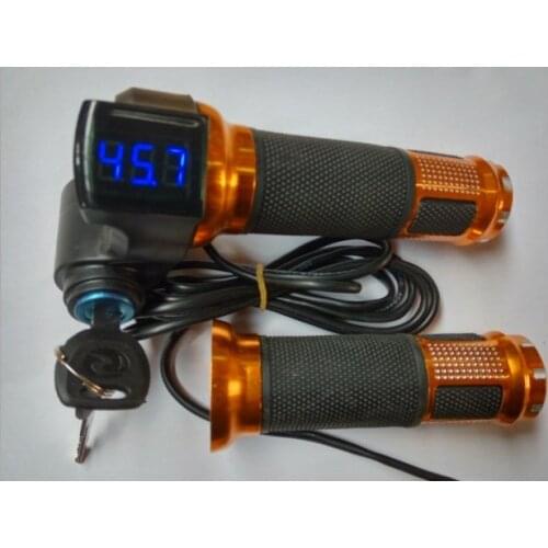 12-100v Twist Throttle Accelerator+Digital Display Voltage Indicator+Lock For Electric Bike Scooter Part Mtb Tricycle Gas Handle