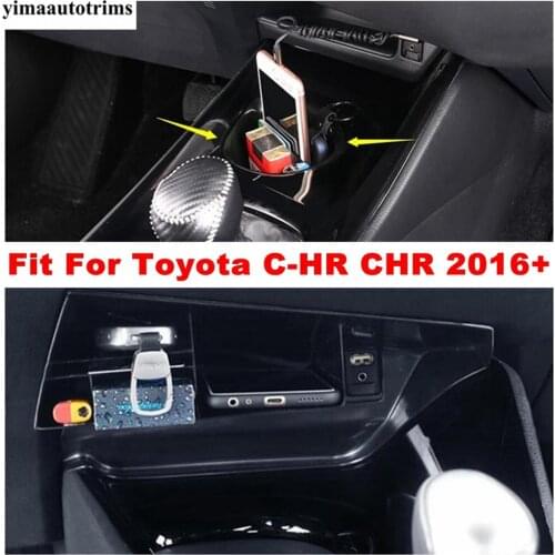 Yimaautotrims Auto Accessory Cup Bottle Support / Container Storage Box Phone Tray Accessory Kit For Toyota C-HR CHR 2016 - 2021