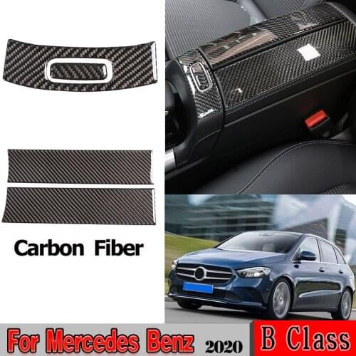 Automotive Interior Sticker For Mercedes Benz B Class Carbon Fiber Center Armrest Box Switch Button Frame Panel Decoration Cover