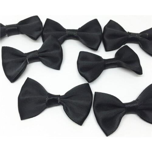 100pcs Black 35x22mm Satin Ribbon Tie Bows For Doll Hair Accessories Wedding Invites Decorations Embellishments Scrapbooking