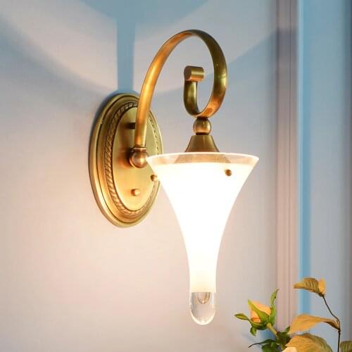European Vintage Copper Wall Light chit child lamp Porch lighting Creative Living Room Bedroom Bedside Lamp Wall Lights For Home