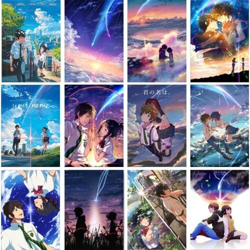 Manga and anime "Your Name" canvas painting, anime character print art posters and prints decorate the childrens room at home