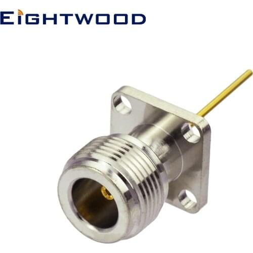 Eightwood N Jack Female RF Coaxial Connector Adapter Straight 4 Hole Flange Solder for Antenna Aerial WLAN Satellite System 5PCS