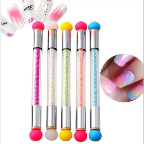 Pretty Nail Art Gradient Painting Drawing Brush with Double-ended Shading Dotting Silicone Head Builder Liner Pen