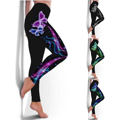 Digital Butterfly Print Leggings Women High Waist Skinny Push Up Tights Workout Fitness Ladies Leggings New