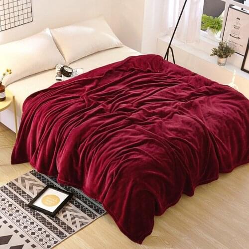 Hot Home Textile Flannel Pure Color Blanket Super Warm Soft Blankets Throw on Sofa/Bed/ Travel Bedspread Decor