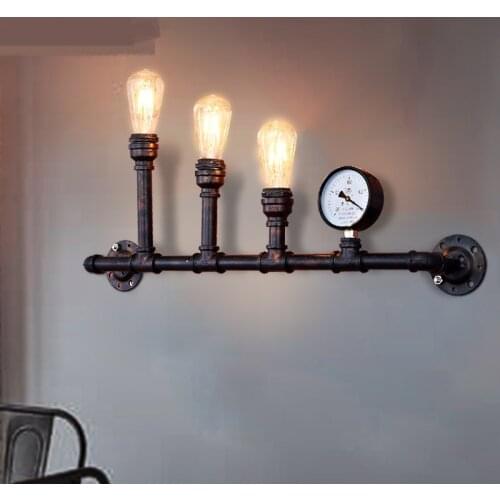 Loft Retro Industrial Wall Streets Corridor Study 3 Restaurant Bar Iron Iron Pipe Wall Lamp Nordic ZL191