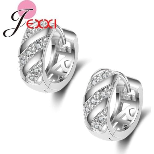 Fashion 925 Sterling Silver Small Earrings Generous Luxury Earrings for Women/Girl Ear Jewelry Shiny Crystal Earring