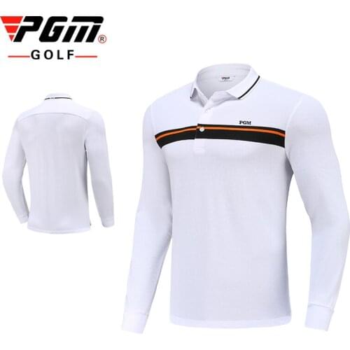 PGM Autumn Winter Mens Golf Clothing Sportswear Soft Keep Warm Side Splits at Waist Hem Cotton Long Sleeve Golf T-shirt For Men
