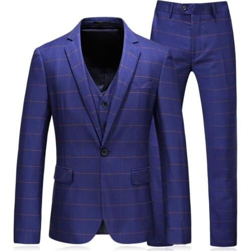 2019 Grooming Mens Fashion Classic Suits Mens Stripe Business Wedding Suit 3 Pieces Tailored Made Suits Set Jacket Vest Pants