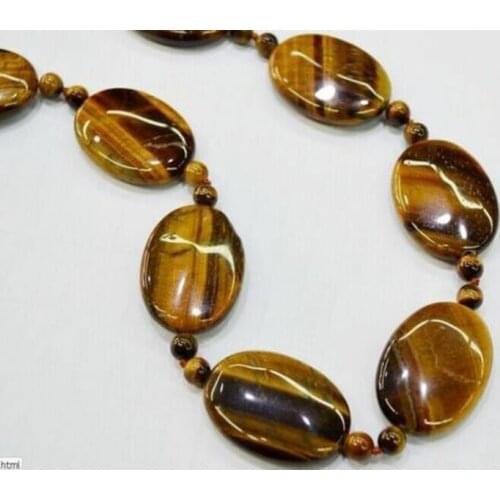New 13X18mm 6mm Natural Yellow Tiger Eye Necklace 18'' AAA YL
