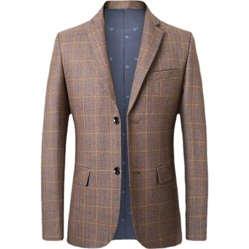 New Fashion Blazers Mens Autumn Winter Pland Business Male Casual Suit Jackets High Quality Brand Men Formal Blazer Coat S-3XL