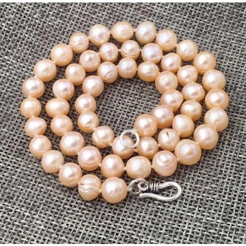 New Natural pink 8-9mm freshwater pearl necklace 18