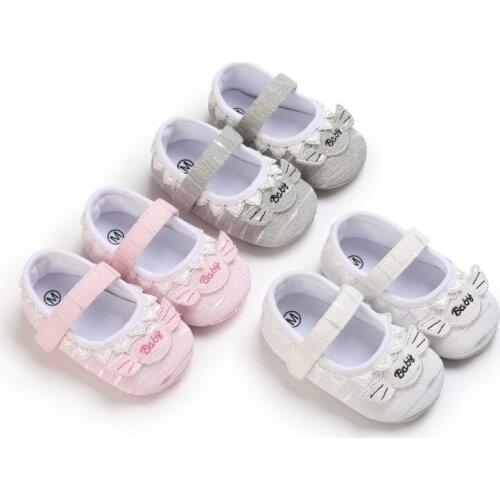 Kids Baby Girls Lovely Princess Shoes Letter Patterns Lace Trim Footwear Walking Shoes 0-18 Months Toddler First Walkers