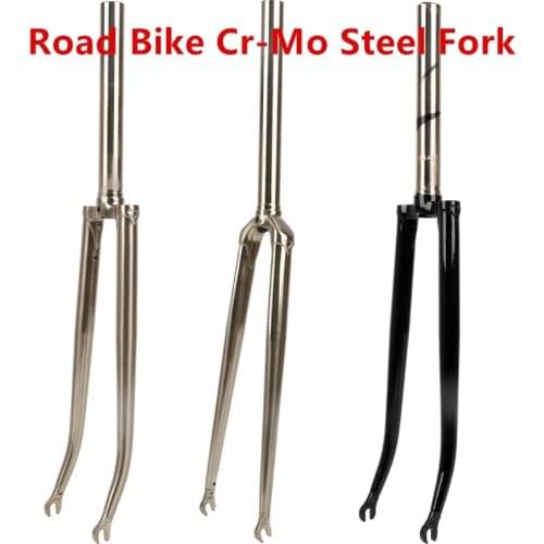TSUNAMI Front Fork Road Bike 700C Brushed Silver Black C Clip Chrome Molybdenum Steel Fork Without Shock Absorber Hard Fork