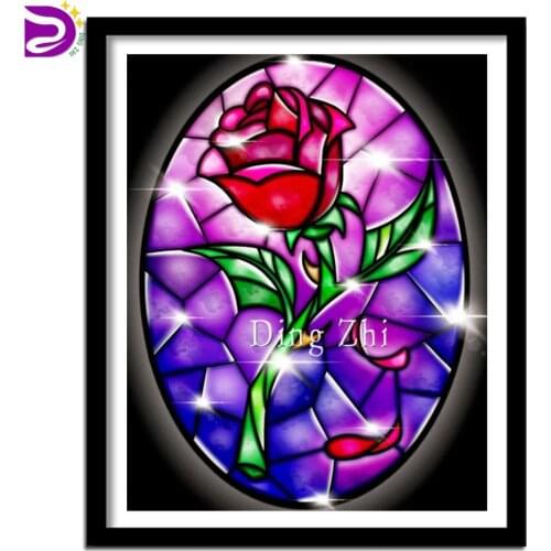 Full Square/Round Drill 5D DIY Diamond Painting Stained Glass Rose Embroidery Cross Stitch 3D Mosaic Rhinestone Home Decor Gift
