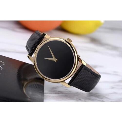 Simple Quartz Watch Stainless Steel Material Leather Strap Couple Watches Two Size For Choose Relogio Feminino Montre Femme