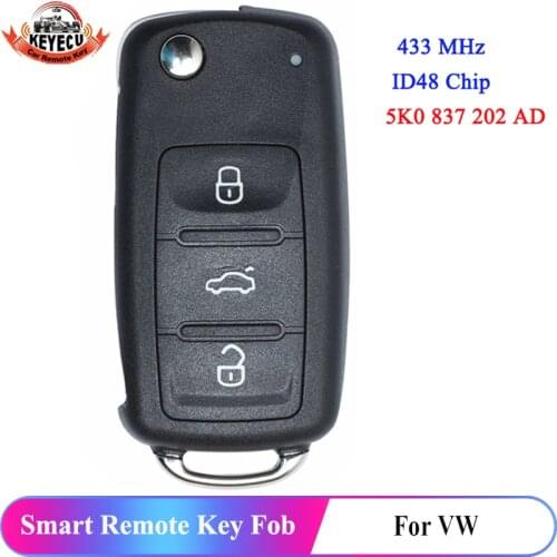 Keyecu for VW Beetle Caddy Tiguan Touran UP 2009-2014 Eos Golf Jetta Polo Scirocco 5K0837202AD / 5K0 837 202 AD Smart Remote Key