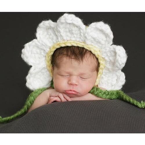 Newborn Unisex Twin Baby Girl Boy Crochet Flower Hat Picture Photo Shoot Props Infant Baby Cute Cap Photography Props Accessorie