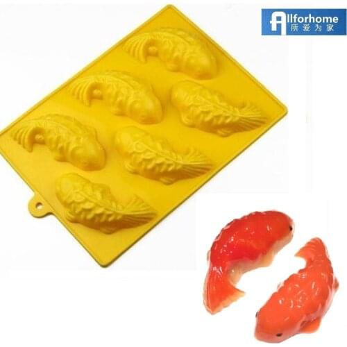 6 Hole 3D Fish Silicone Cake Baking Mold Cake Pan Soap DIY Mold Chocolate Ice Cube Tray Cupcake Cake DIY Mould Muffin Cups