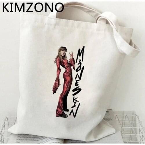 Maneskin shopping bag jute bag reusable canvas cotton shopper bolsas de tela bag boodschappentas foldable cabas