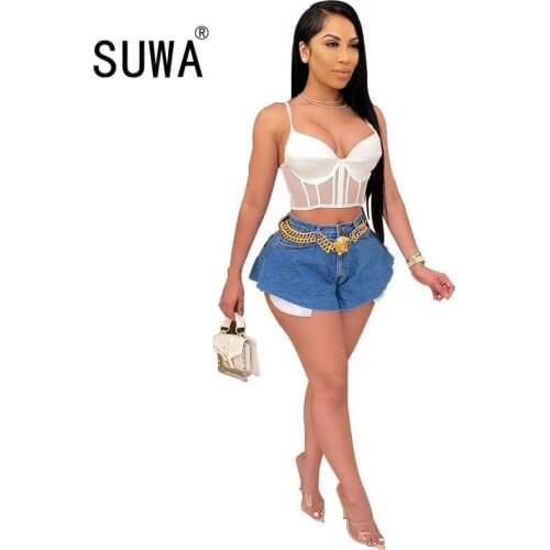 2020 New Arrival Women High Waist Bodycon Denim Shorts Ripped Hole Distressed Chic Pants Jeans Sexy Club Outfits
