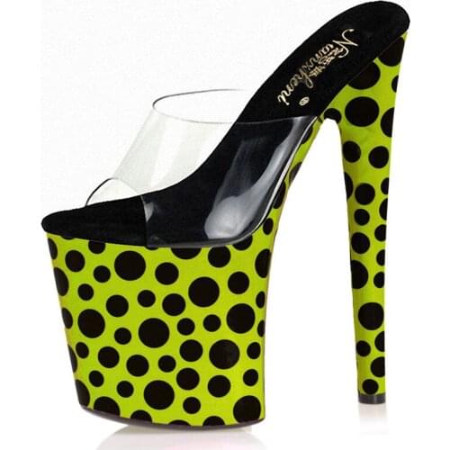 20CM Wave Point Open Toe Pole Dance Shoes New Nightclub Sexy Fetish Party High Models Platform Slippers Women Stripper Heels