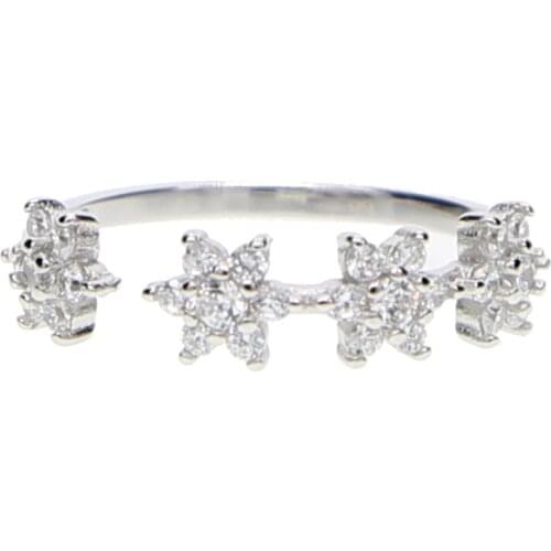 Anillos Hot Wedding Classic Sale Real 925 Sterling Flower Open Finger Ring Delicate For Women Adjustable Zircon Knuckle