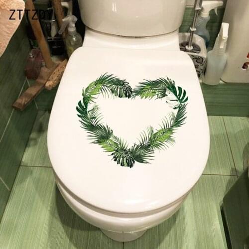 ZTTZDY 23.8×20.2CM Heart Shaped Tropical Plant Living Room Wall Stickers Creative Toilet WC Decals T6-0282