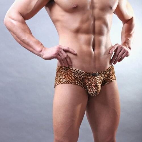2016 new designer brand undies fashion underpants leopard underwear mens boxer shorts comfortable breathable pants for men