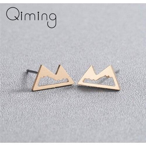 2020 Mountain Earrings Studs For Women Men Stainless Steel Jewelry Tiny Vintage Earrings Bridesmaid Birthday Gift