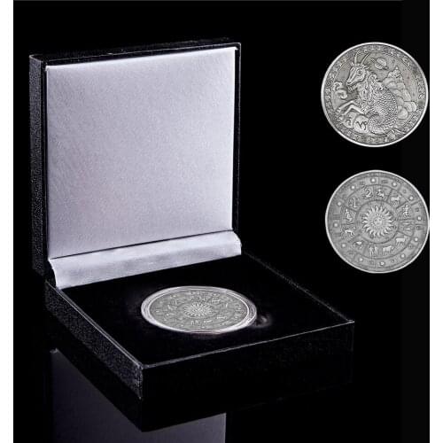 2020 Capricorn Antique Silver Plated Token Coins Euro Astrology Twelve Constellation Relief Metal Rare Coin W/ Luxury Box