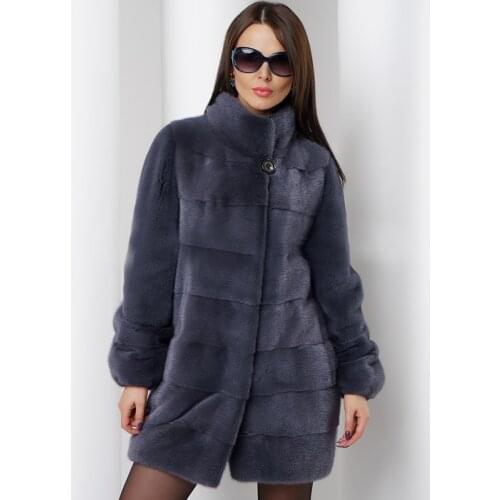 2020 Women Real Mink Fur Coat Stand Collar Full Pelt Natural Mink Fur Jacket Genuine Fur Coats Plus Size Overcoat Winter Luxury