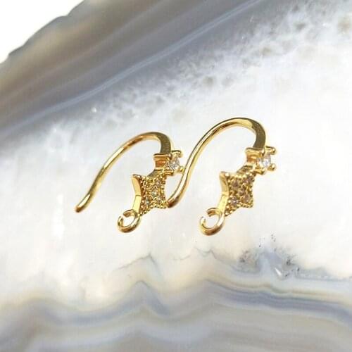 5pcs Gold Color Fish Hook Pendant North Stars CZ Paved Micro High Quality Zircon Romantic Sweet Shiny Style Bracelet Necklace Y