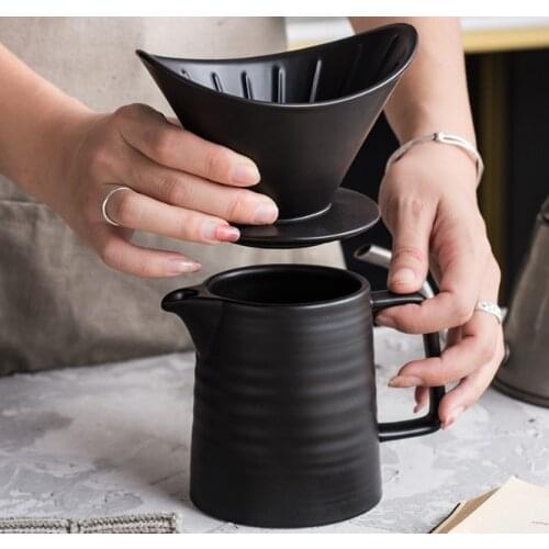 500ml V60 Ceramic Coffee Dripper 1-2 Cups Coffee Drip Filter Pot Permanent Pour Over Coffee Maker with Separate Stand for Filte