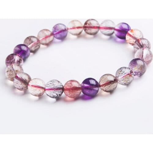 9.5mm Genuine Natural Super Seven Melody Stone Crystal Round Bead Stretch Bracelets For Women Femme Drop Shipping