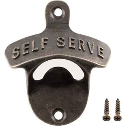 Bar Accessories Wall Hanging Bottle Opener Mounted with 2 Screws Vintage Retro Zinc Alloy Beer Opener Tools Kichen Gadgets