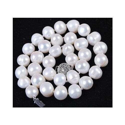 Big 10-11mm White Akoya Cultured Pearl Jewelry Necklace 18" AA
