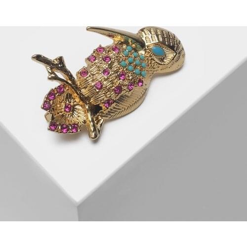 Amorita boutique Woodpecker design animal pin fashion shiny brooch