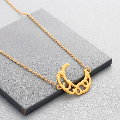 CHENGXUN Muslim Pendant Necklace for Women Men Moon Religion Choker Long Chain Necklace