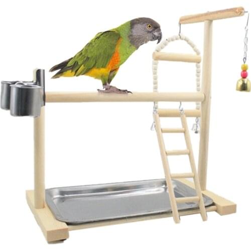 Parrots Wooden Stand Bird Play Activity Center Playground Ladder Perch Gym Swing Shelf Playpen Toy Birds Parakeet Exercise Rack