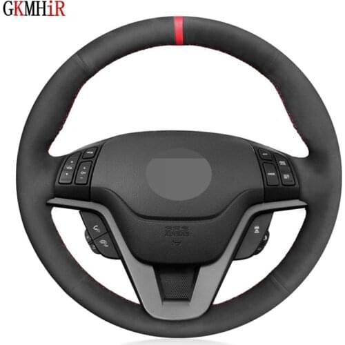 DIY Hand-Stitched Black Suede Car Steering Wheel Cover For Honda CR-V CRV 2006-2007 2008 2009 2010 2011 2012 Crossroad 2007